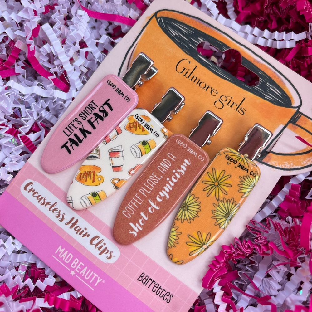 Gilmore Girls Creaseless Hair Clips by Mad Beauty - Pink and Orange